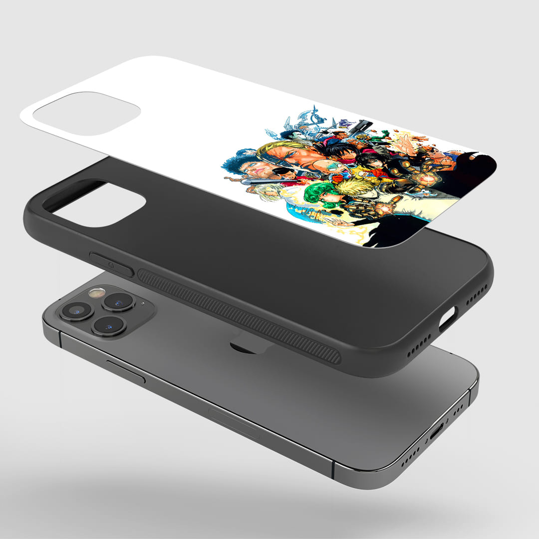 One Punch Man White Phone Case installed on a smartphone, offering robust protection and a dynamic design.