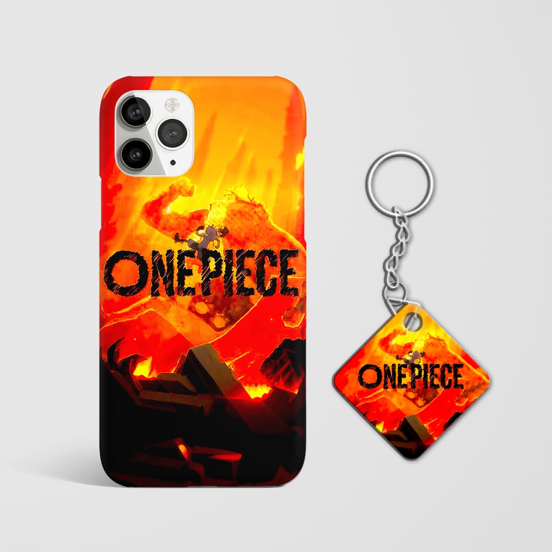 One Piece Inferno anime phone case with Keychain