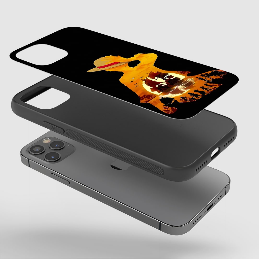 Angled view of One Piece Minimal Phone Case featuring sleek anime style.
