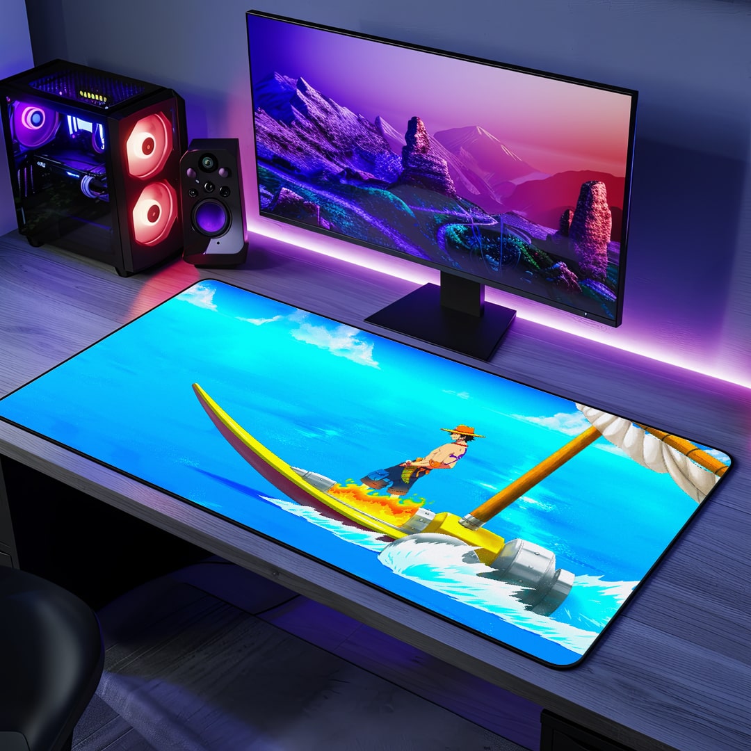 Portgas D Ace Desk Mat with fiery anime artwork