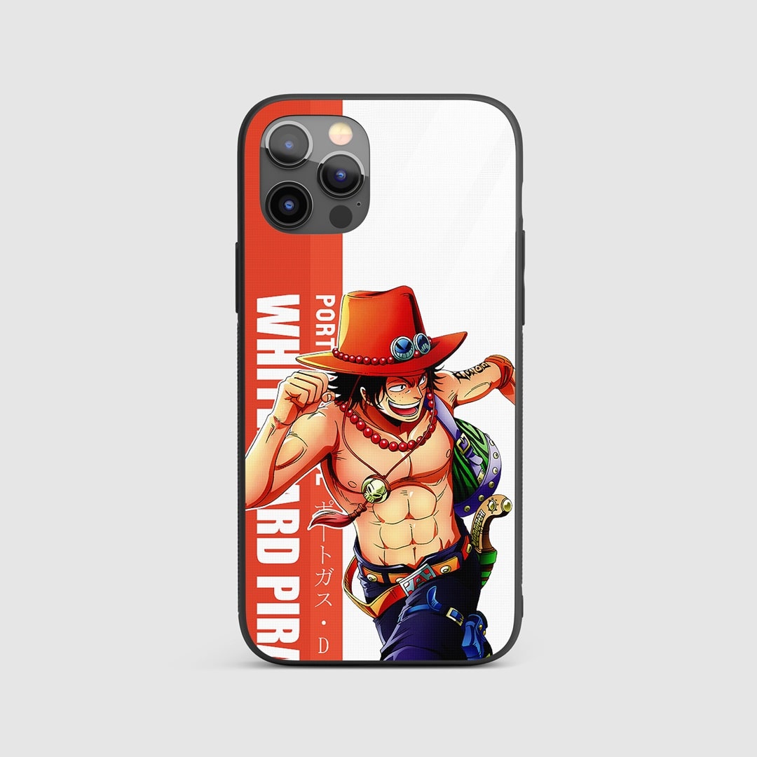 Portgas D Graphic Silicone Armored Phone Case featuring a vibrant and artistic depiction of Ace.