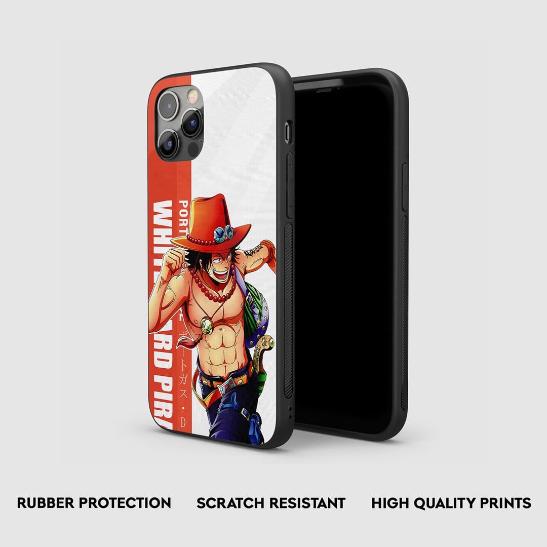 Side view of the Portgas D Graphic Armored Phone Case, showcasing its robust silicone protection.