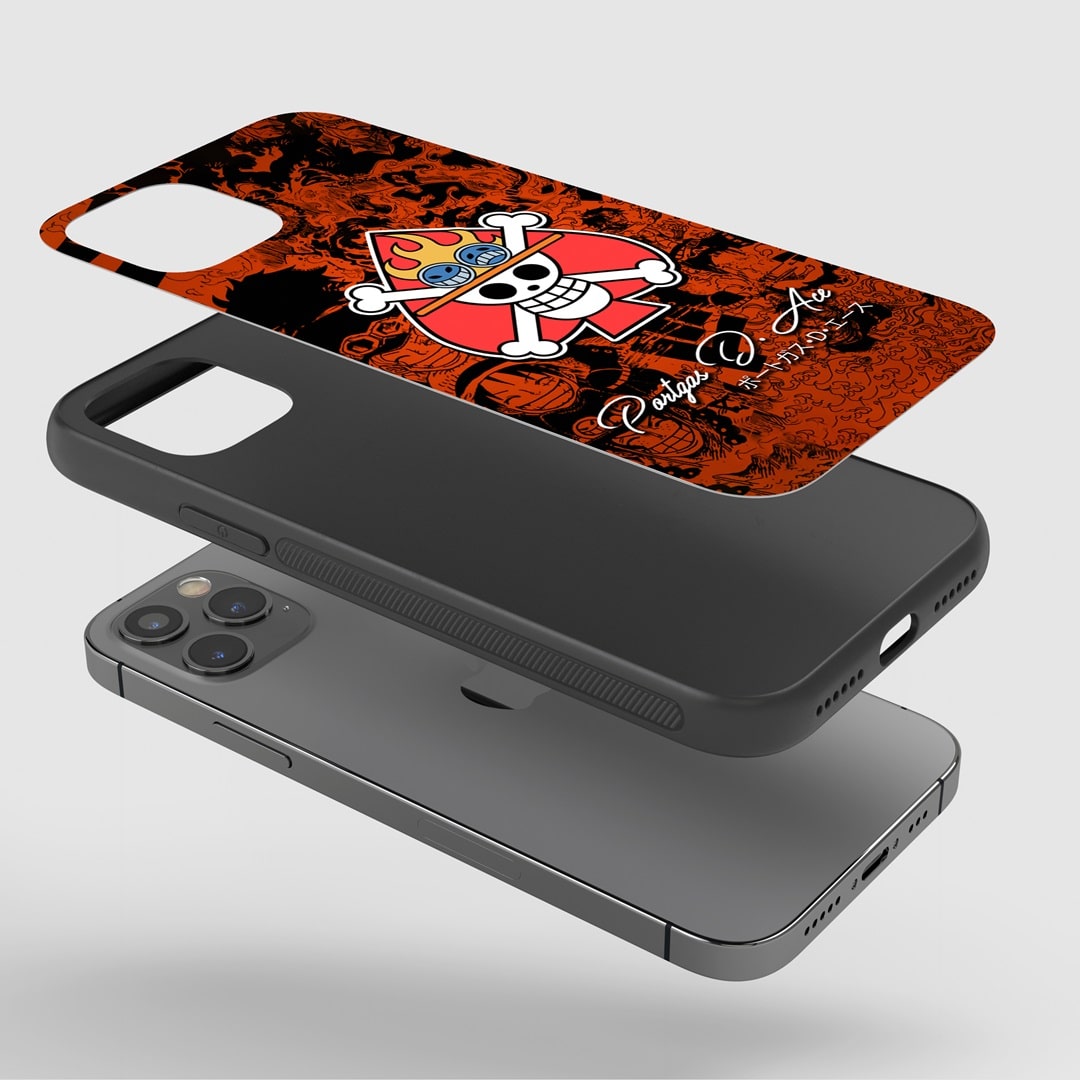 Portgas D Ace Phone Case installed on a smartphone, showing clear access to all buttons and ports.