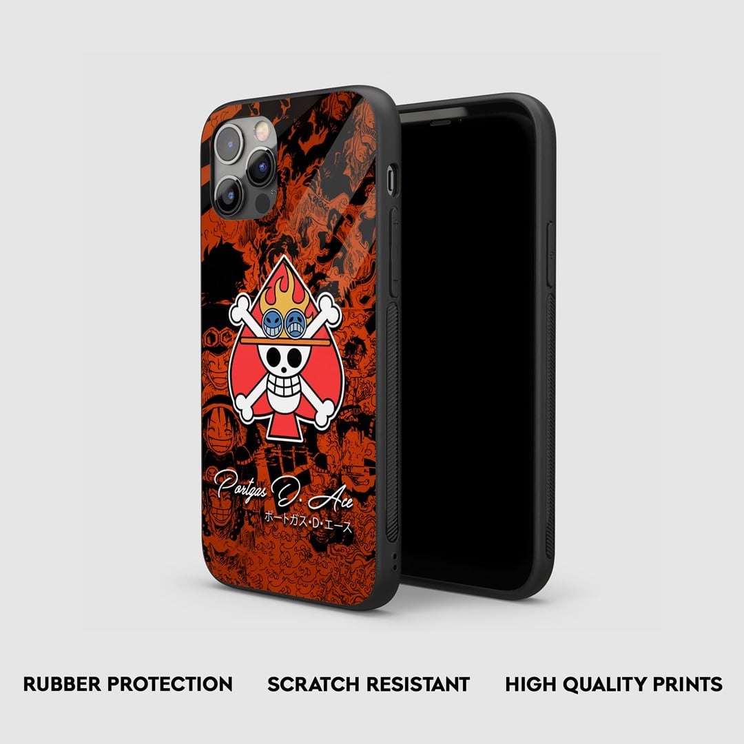 Side view of Portgas D Ace Armored Phone Case, showcasing its thick, protective silicone.