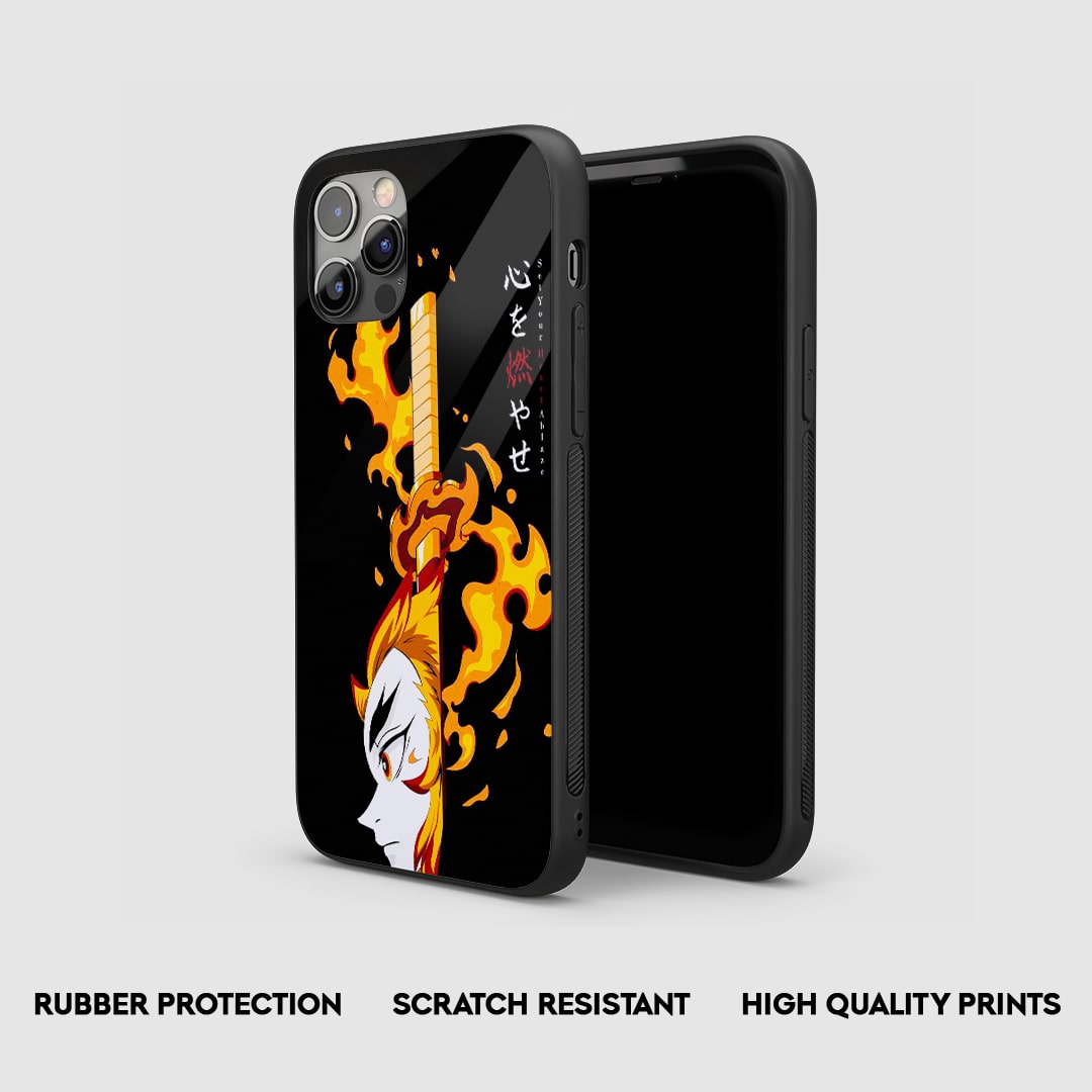 Side angle of Rengoku Graphic anime armored phone case