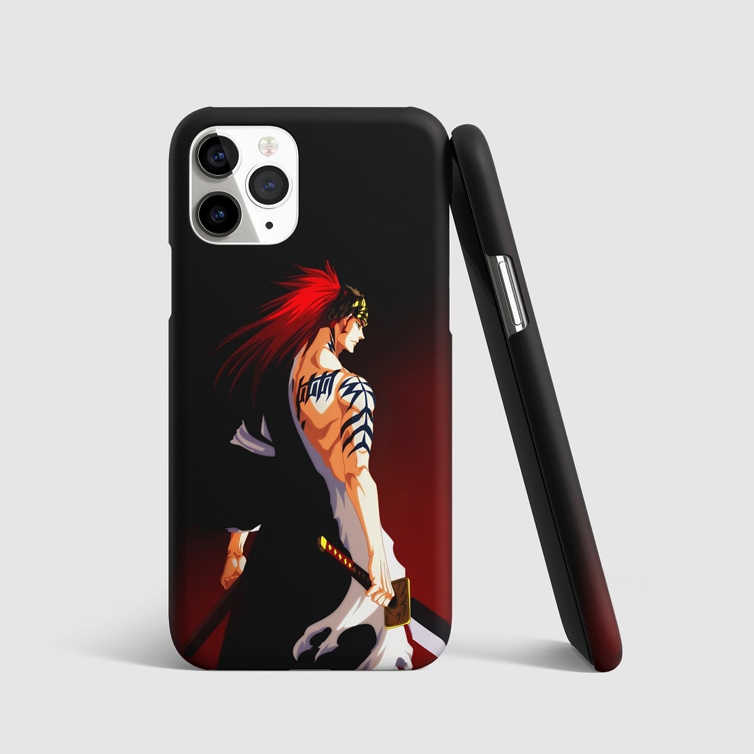 Minimalist artwork of Renji Abarai from "Bleach" on phone cover.