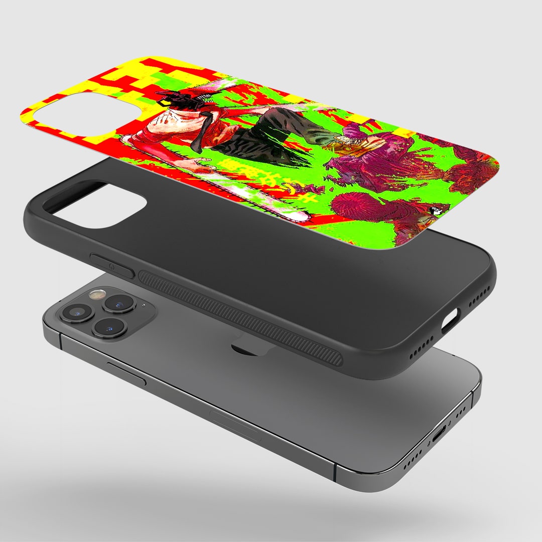 Close-up of durable Retro Manga Fury silicone phone cover