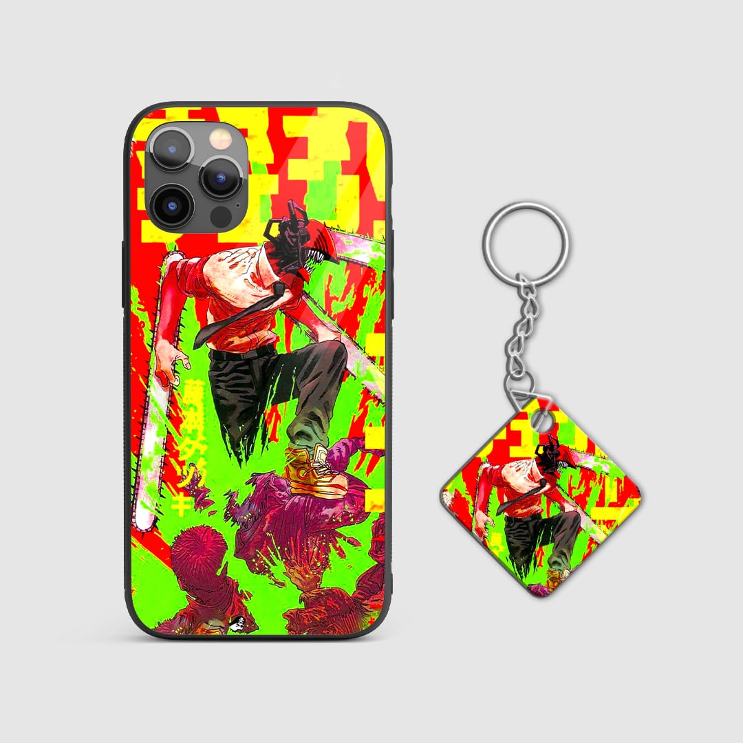 Back design of Retro Manga Fury armored anime case With Keychain