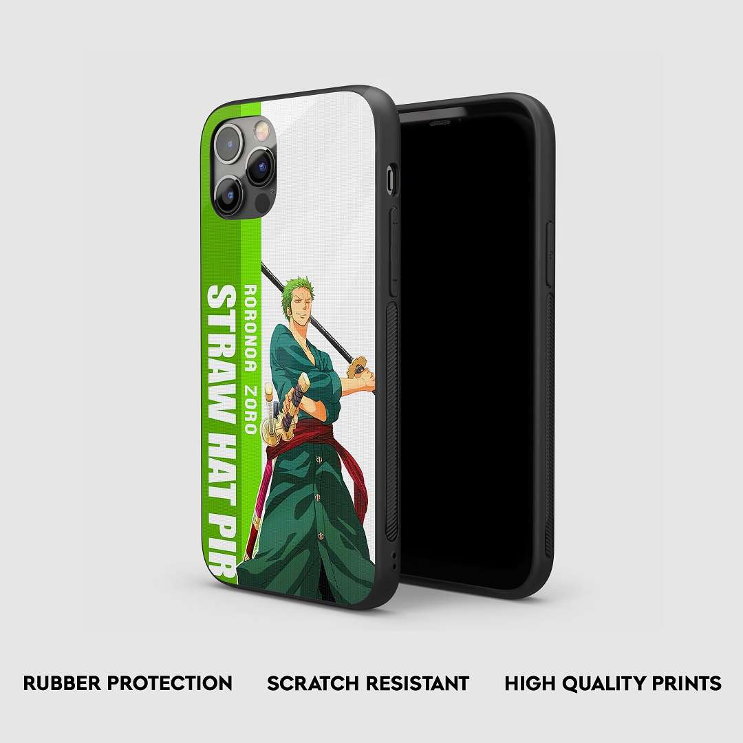 Side view of the Roronoa Graphic Armored Phone Case, showcasing its robust protective silicone.