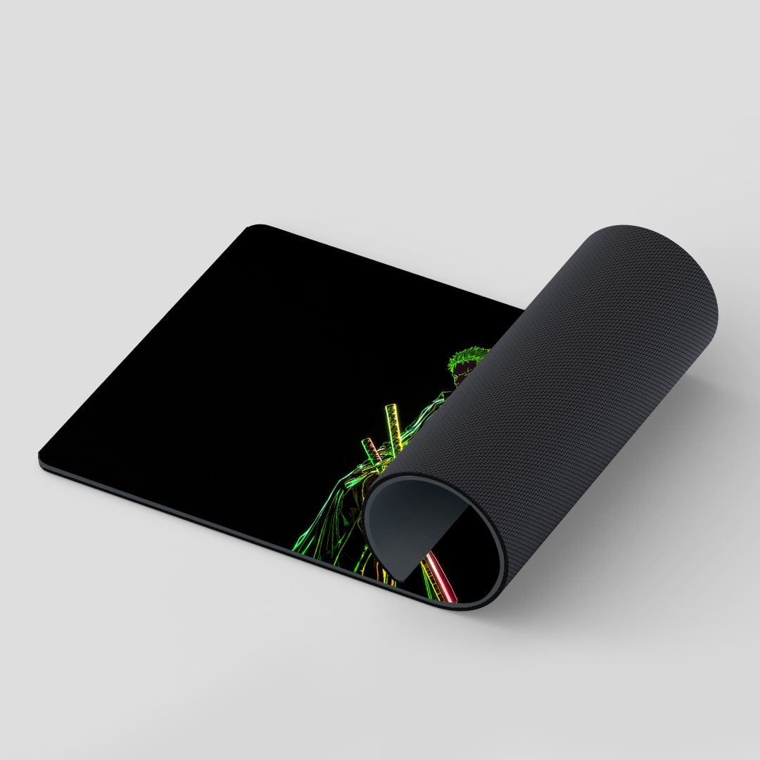 Smooth Roronoa Zoro Neon themed desk mat