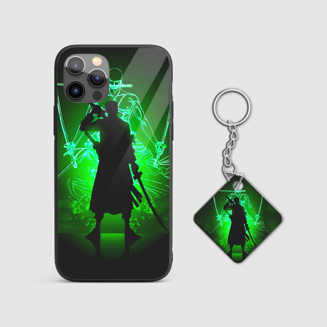 Stylish Roronoa Zoro neon phone case design with Keychain