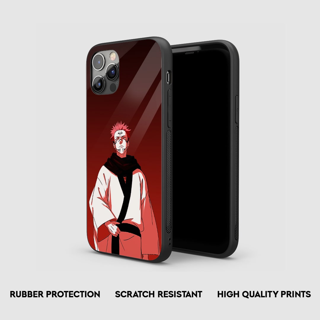 Side view of the Ryomen Sukuna Armored Phone Case, showcasing its thick, protective silicone.