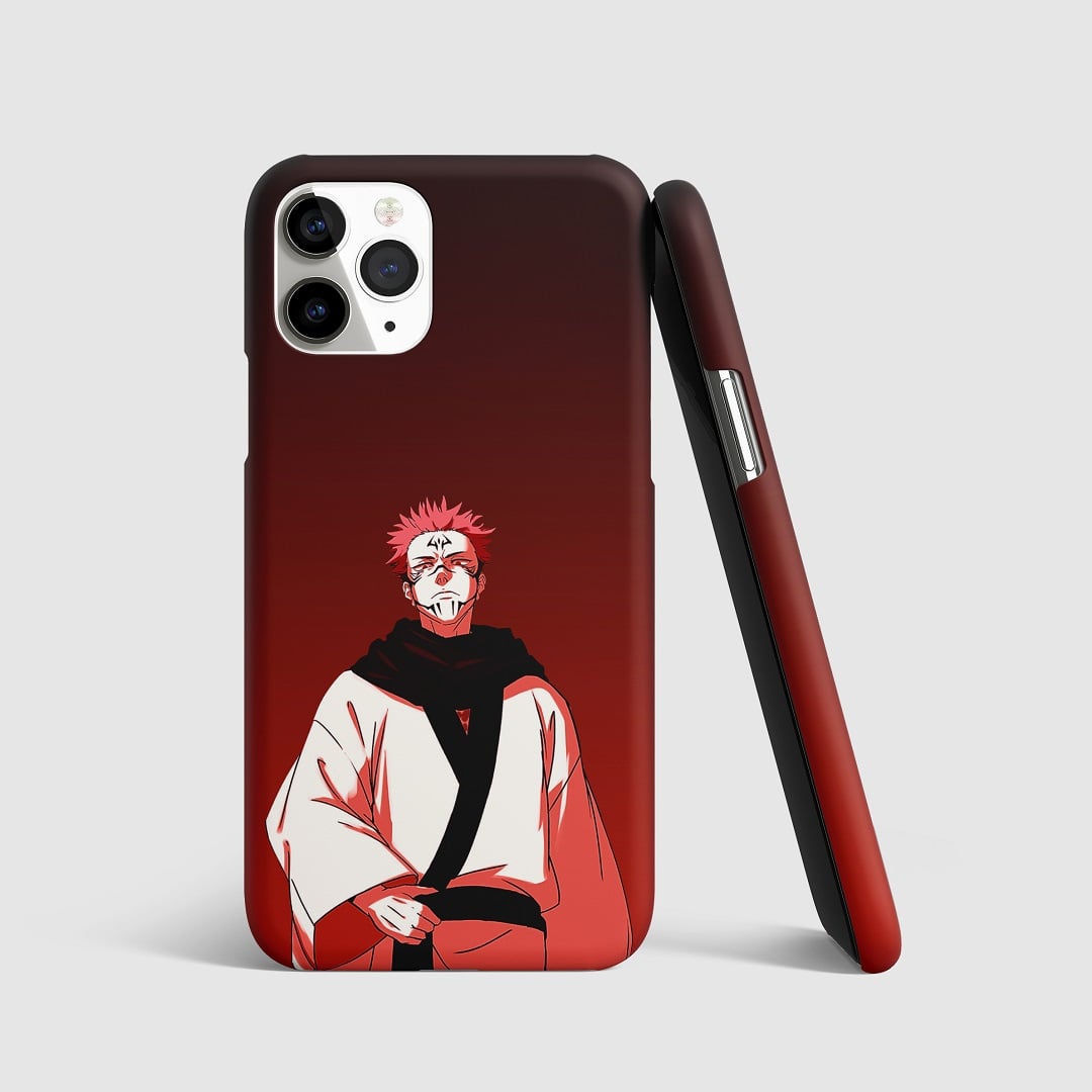 Menacing artwork of Ryomen Sukuna on phone cover.