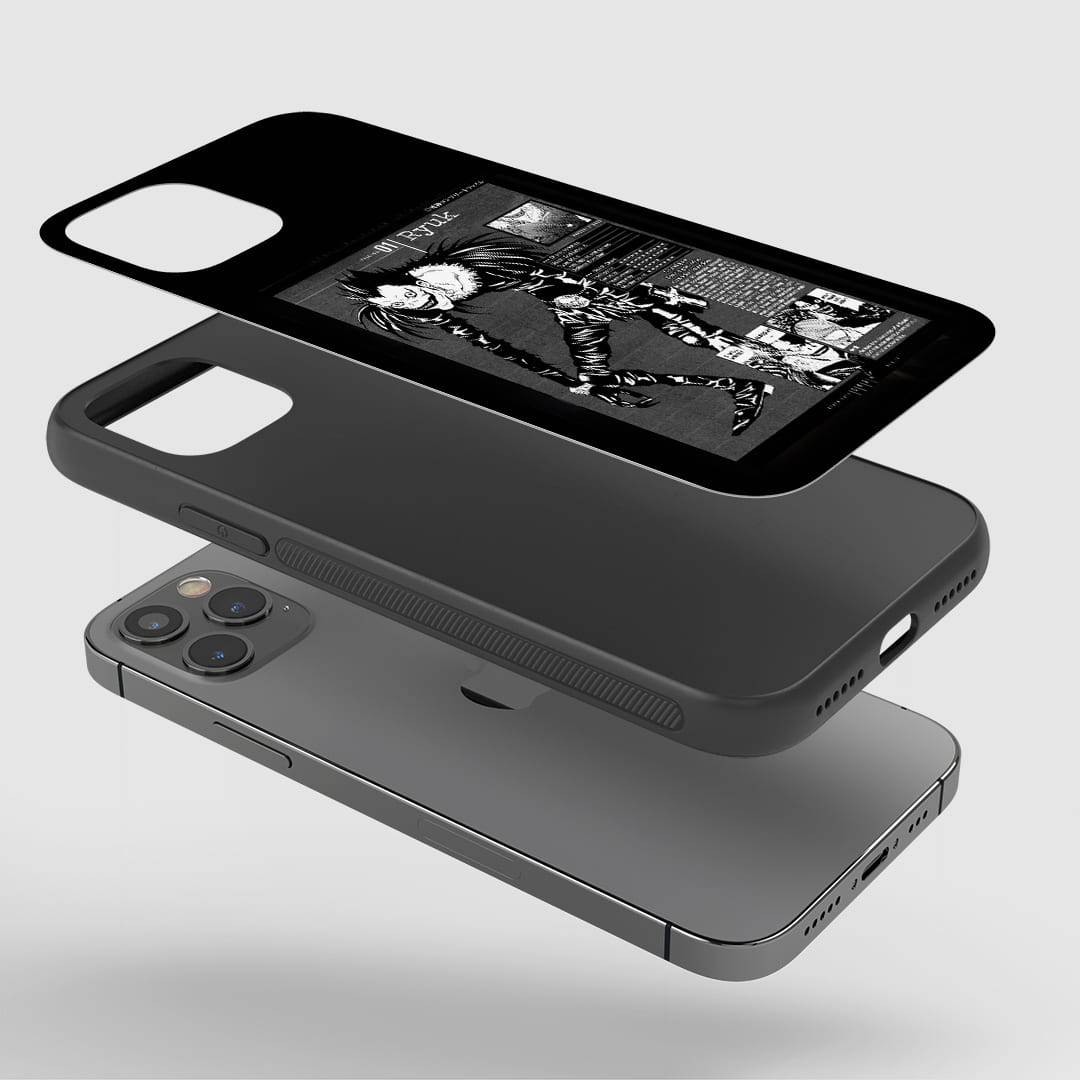 Ryuk Retro Phone Case installed on a smartphone, offering robust protection and a vintage design.