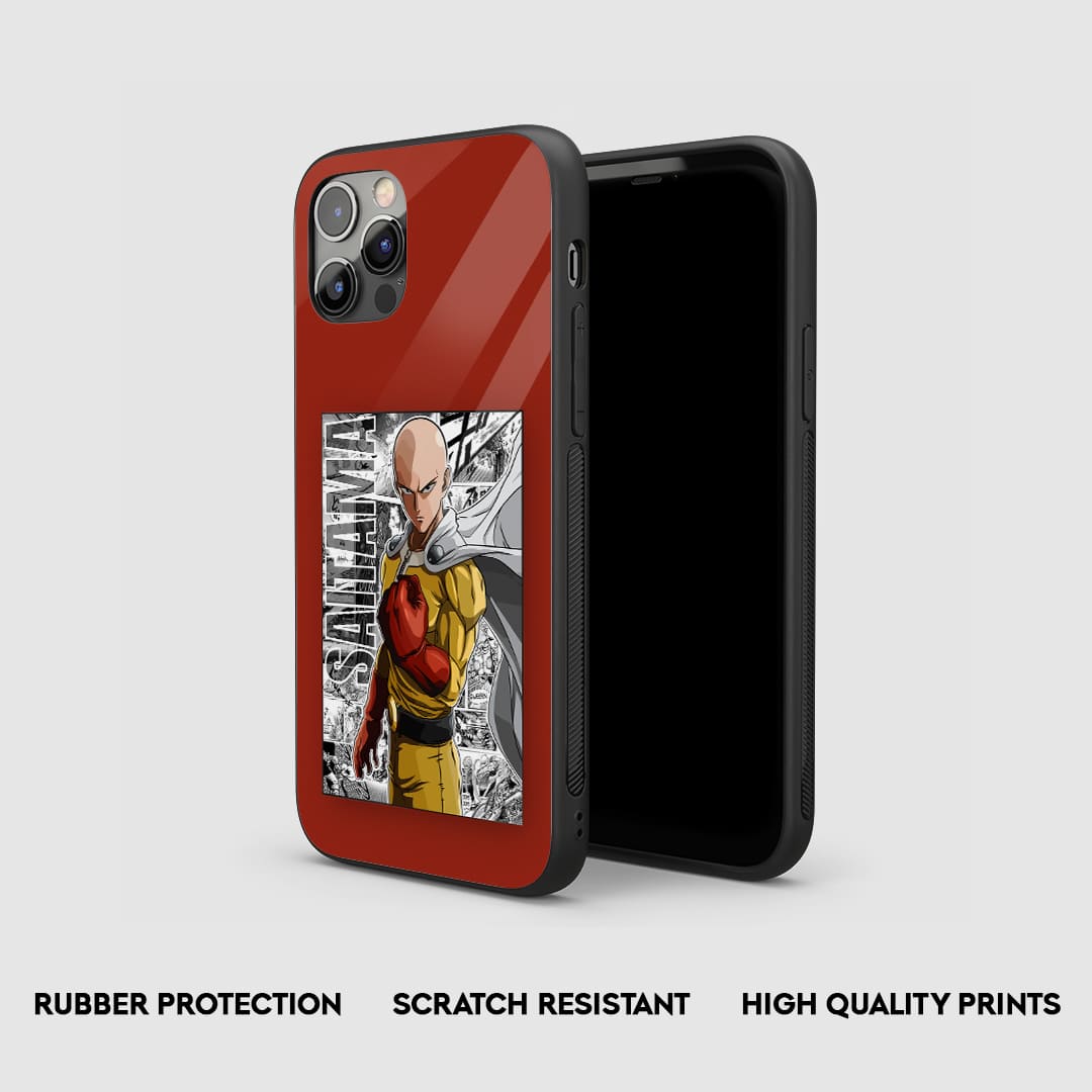 Side view of the Saitama Armored Phone Case, highlighting its thick, protective silicone material.