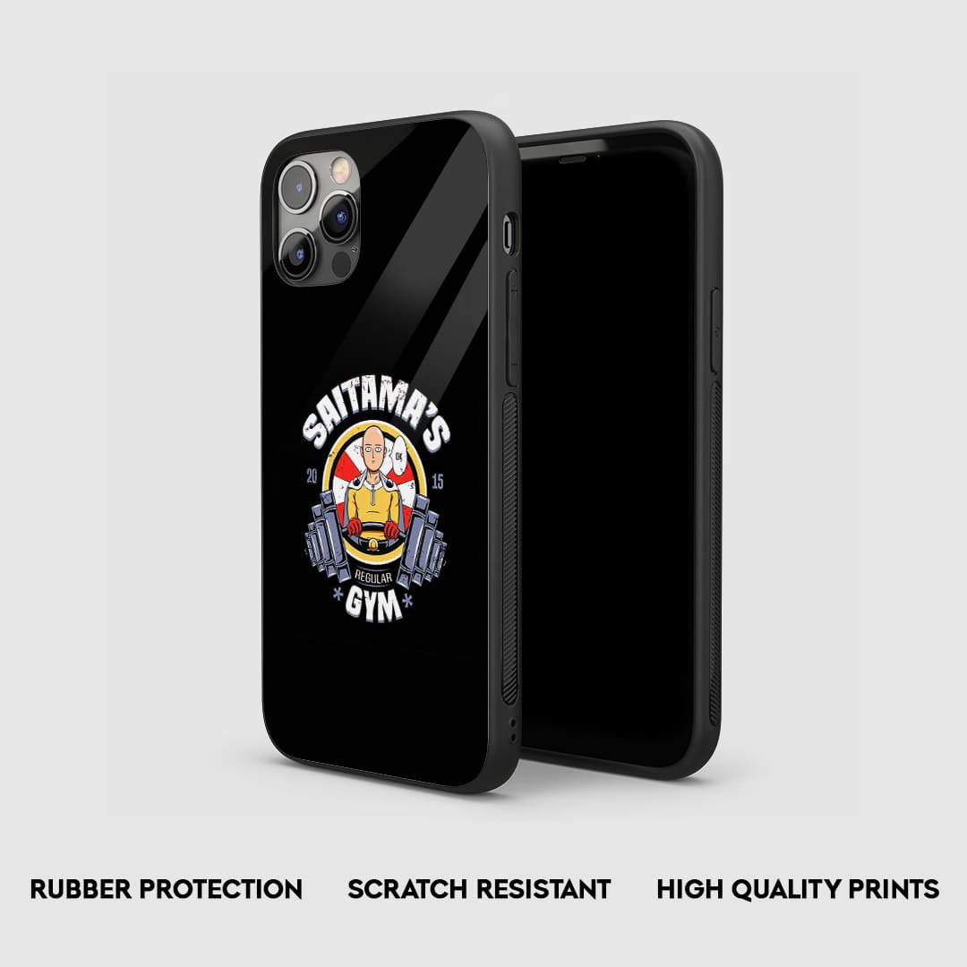 Side view of the Saitama Gym Armored Phone Case, highlighting its thick, protective silicone material.