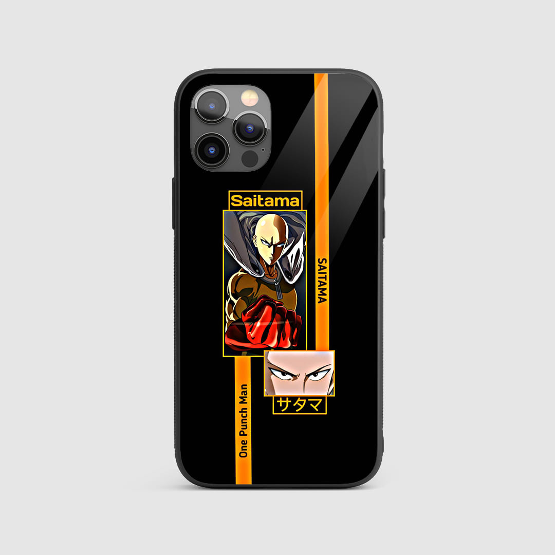 Saitama One Punch Man Silicon Armored Phone Case featuring intense artwork of Saitama.