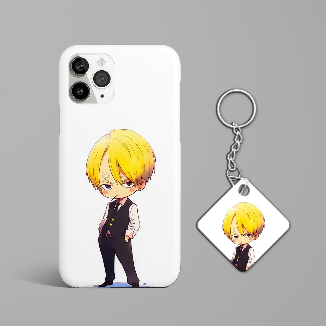Back view of Sanji Ghibli Phone Cover featuring Ghibli-style Sanji art with Keychain.