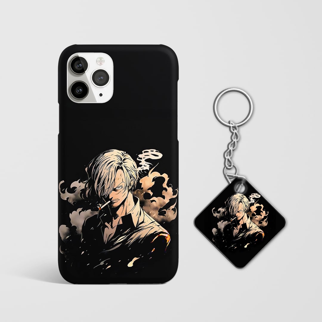 Back view of Sanji Minimal Phone Cover featuring subtle Sanji artwork with Keychain.