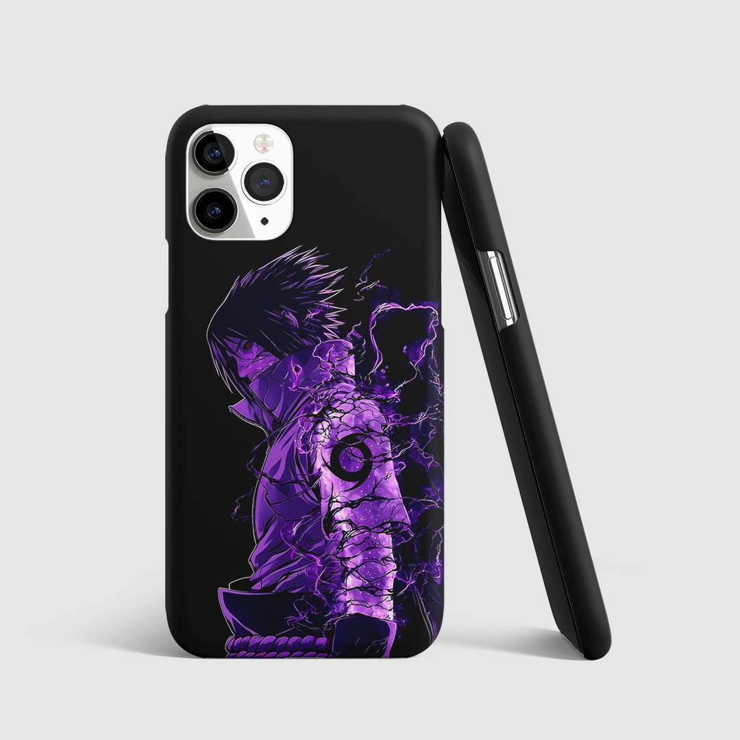 Sasuke Minimal Phone Cover front view with subtle Uchiha artwork.