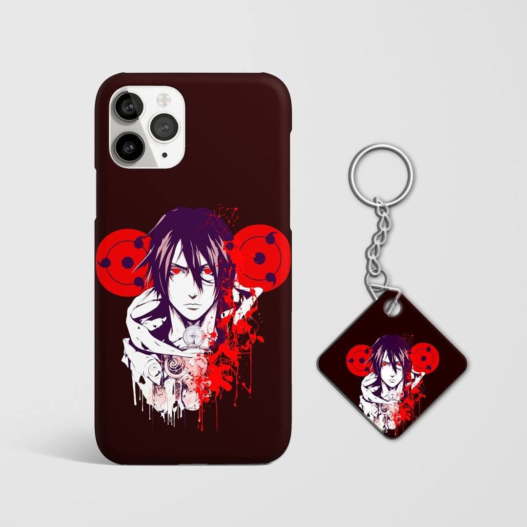Naruto sasuke awakened sharingan mobile cover print with Keychain