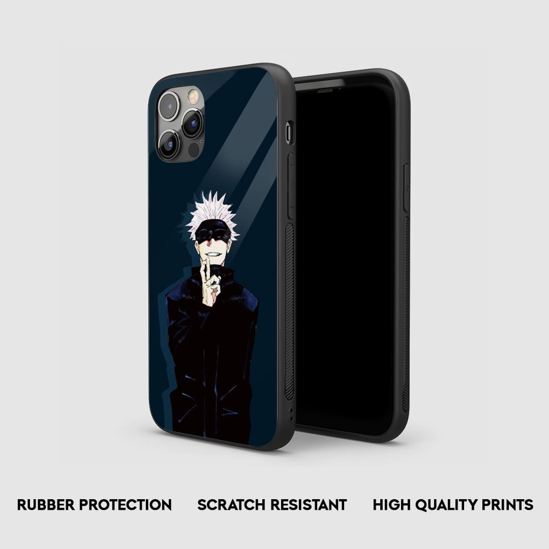Side view of the Satoru Gojo Silicone Armored Phone Case, showcasing its thick, protective silicone.