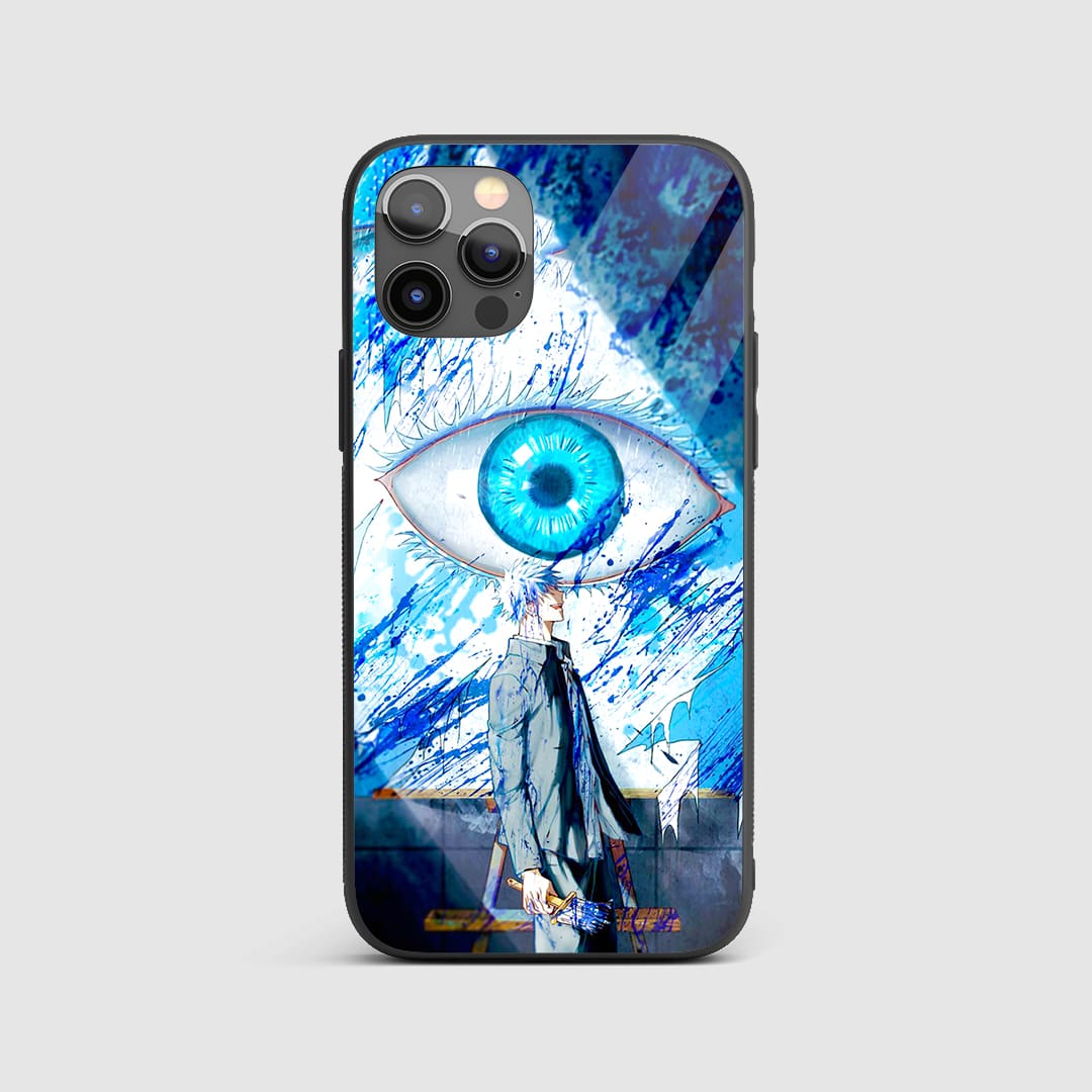 Satoru Gojo Blue Eye Silicone Armored Phone Case front view with iconic blue eye design