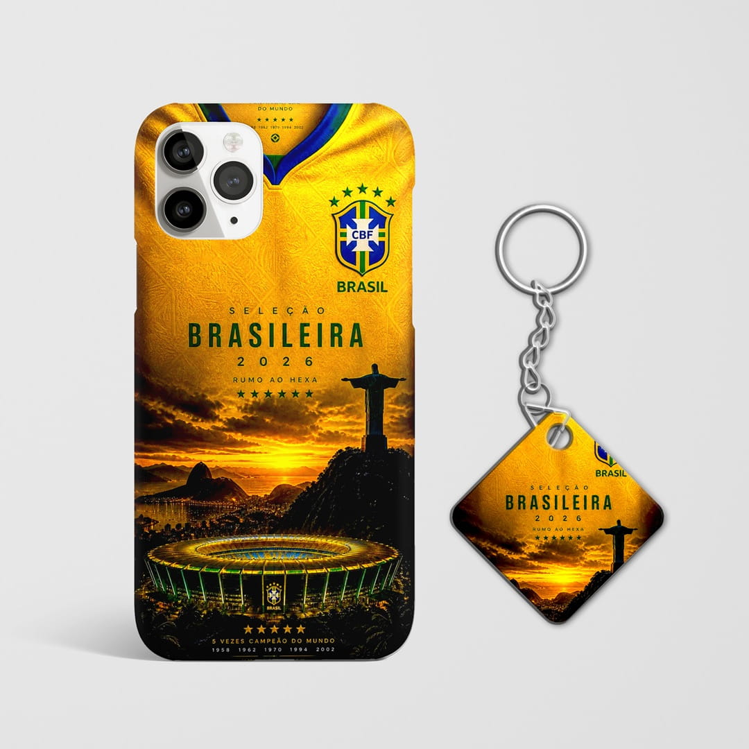 premium brazil football protective phone cover with Keychain