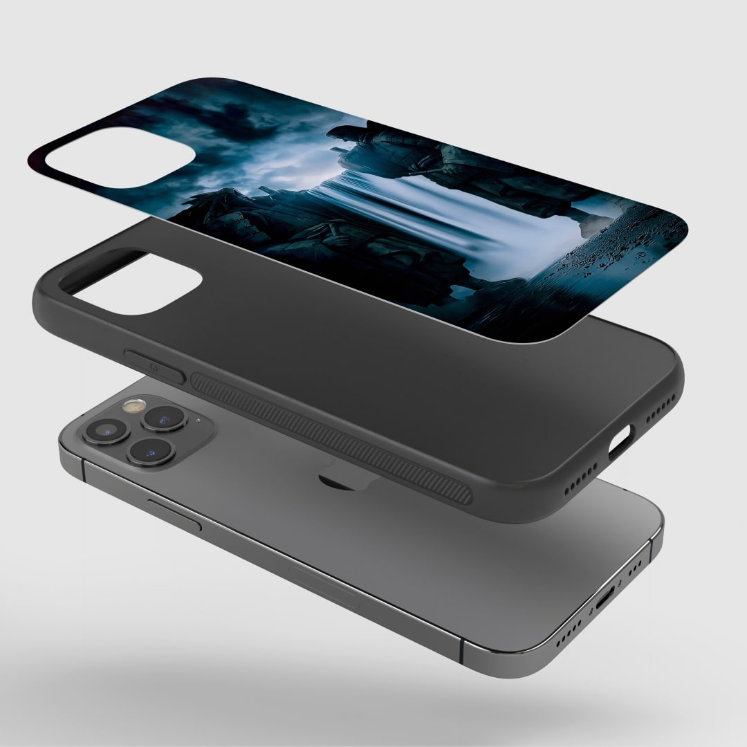 Senju Statue Phone Case installed on a smartphone, showcasing full access to all controls and ports.