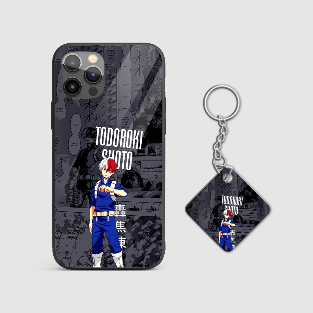 Durable My Hero Academia Todoroki manga phone case with Keychain