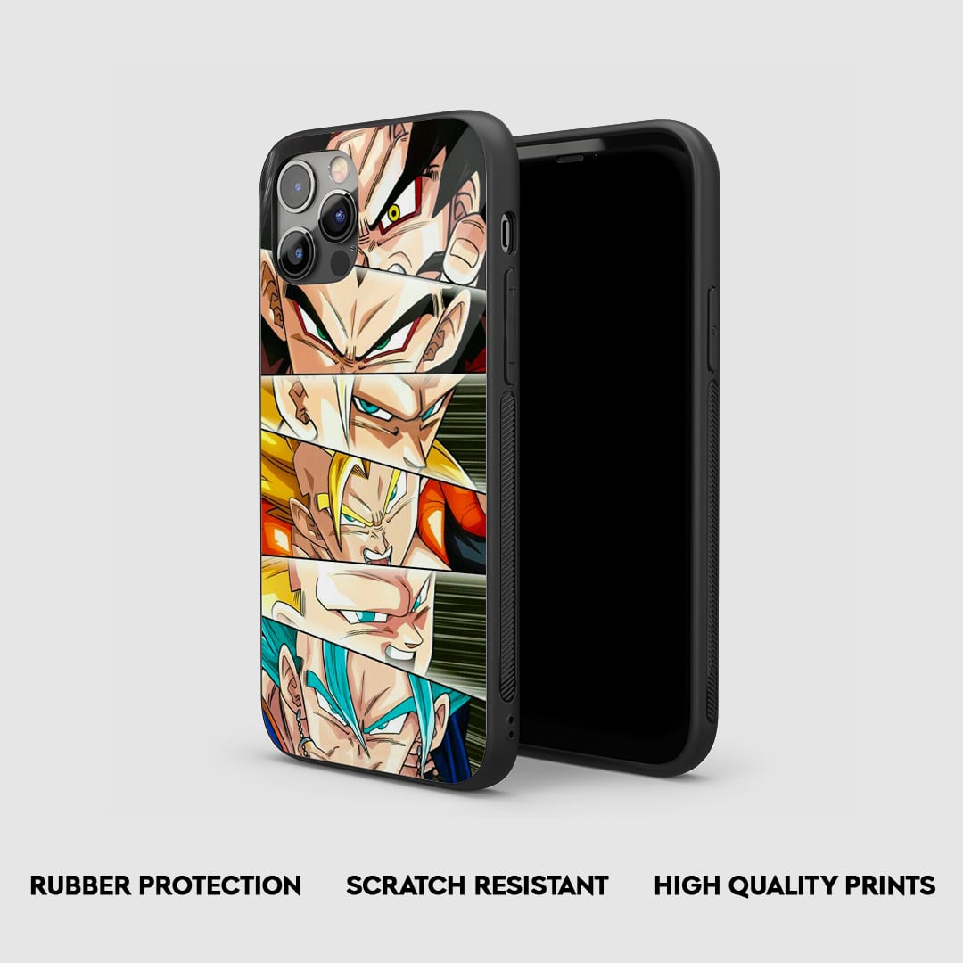 Side view of Goku All Forms Silicone Armored Phone Case showing precise cutouts