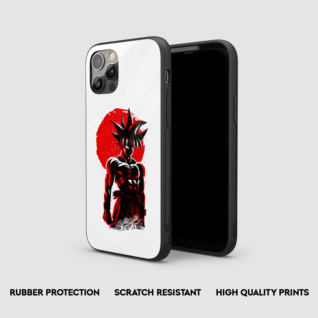 Side view of Goku Red Sun Silicone Armored Phone Case showing precise cutouts