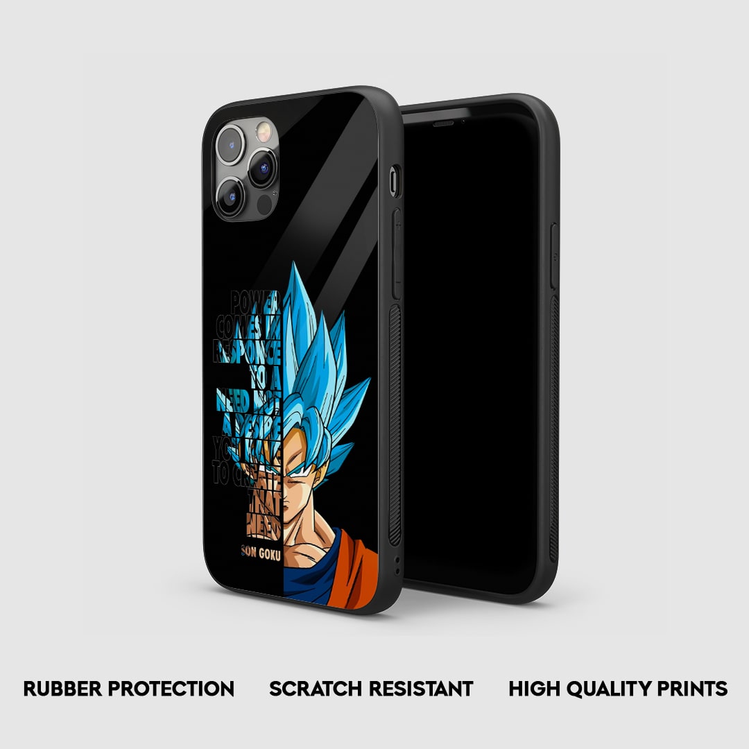 Side view of Son Goku Quote Silicone Armored Phone Case showing precise cutouts