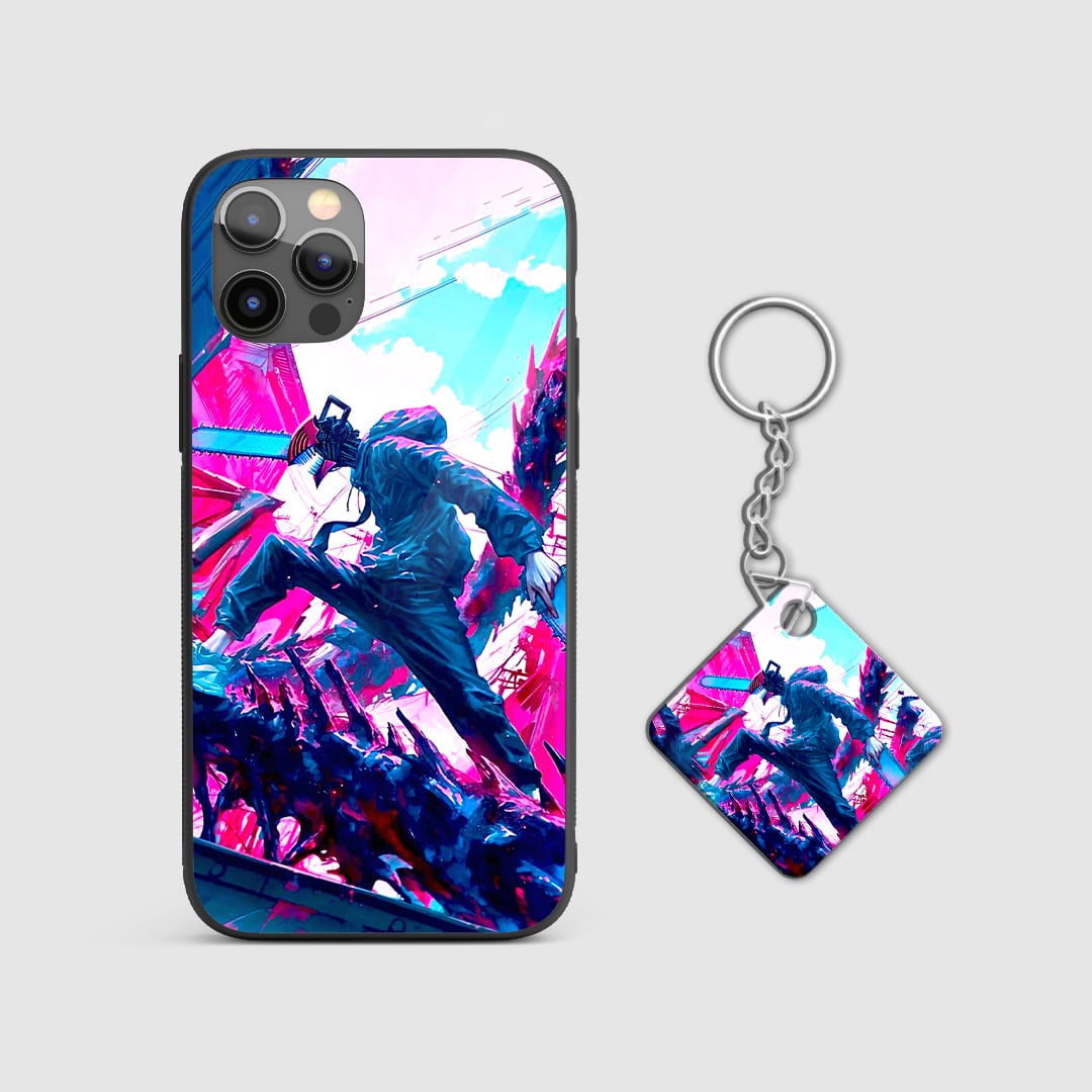 Back design of Chainsaw Man Skyline Slayer armored case with Keychain