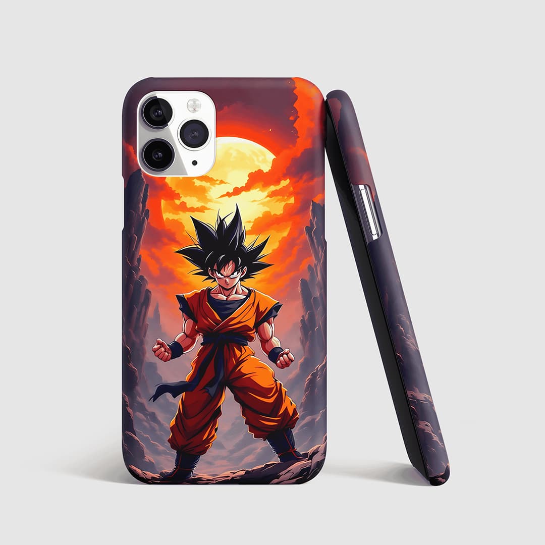 Son Goku Aesthetic Phone Cover front view with minimal anime design.