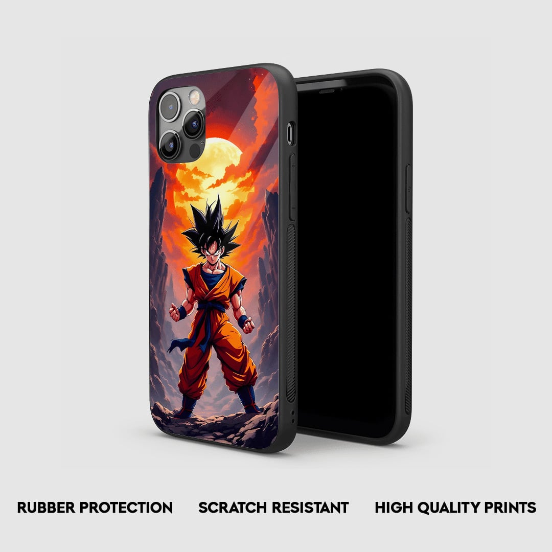 Side view of Son Goku Aesthetic Silicone Armored Phone Cover with snug fit.