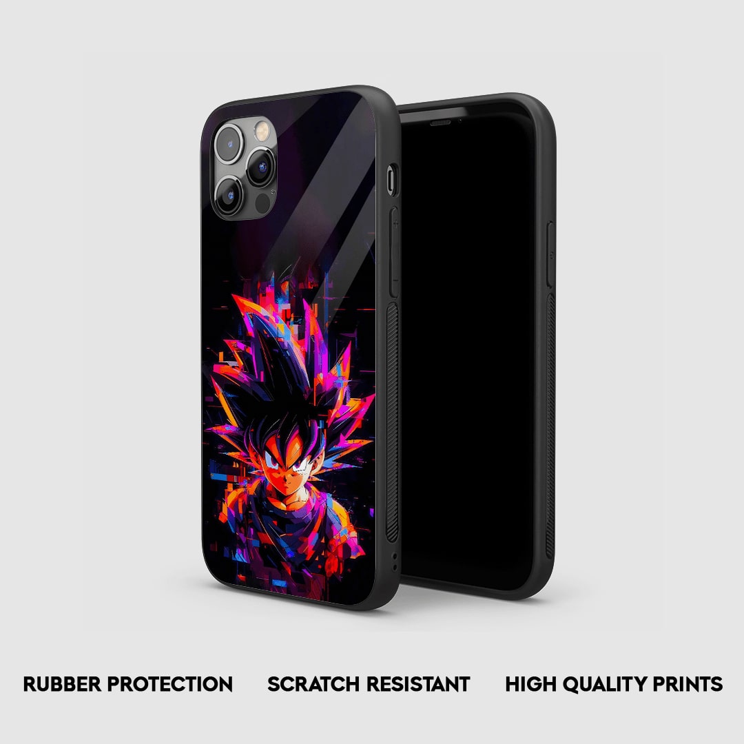 Side view of Goku Graphic Silicone Armored Phone Cover with snug fit and cutouts.
