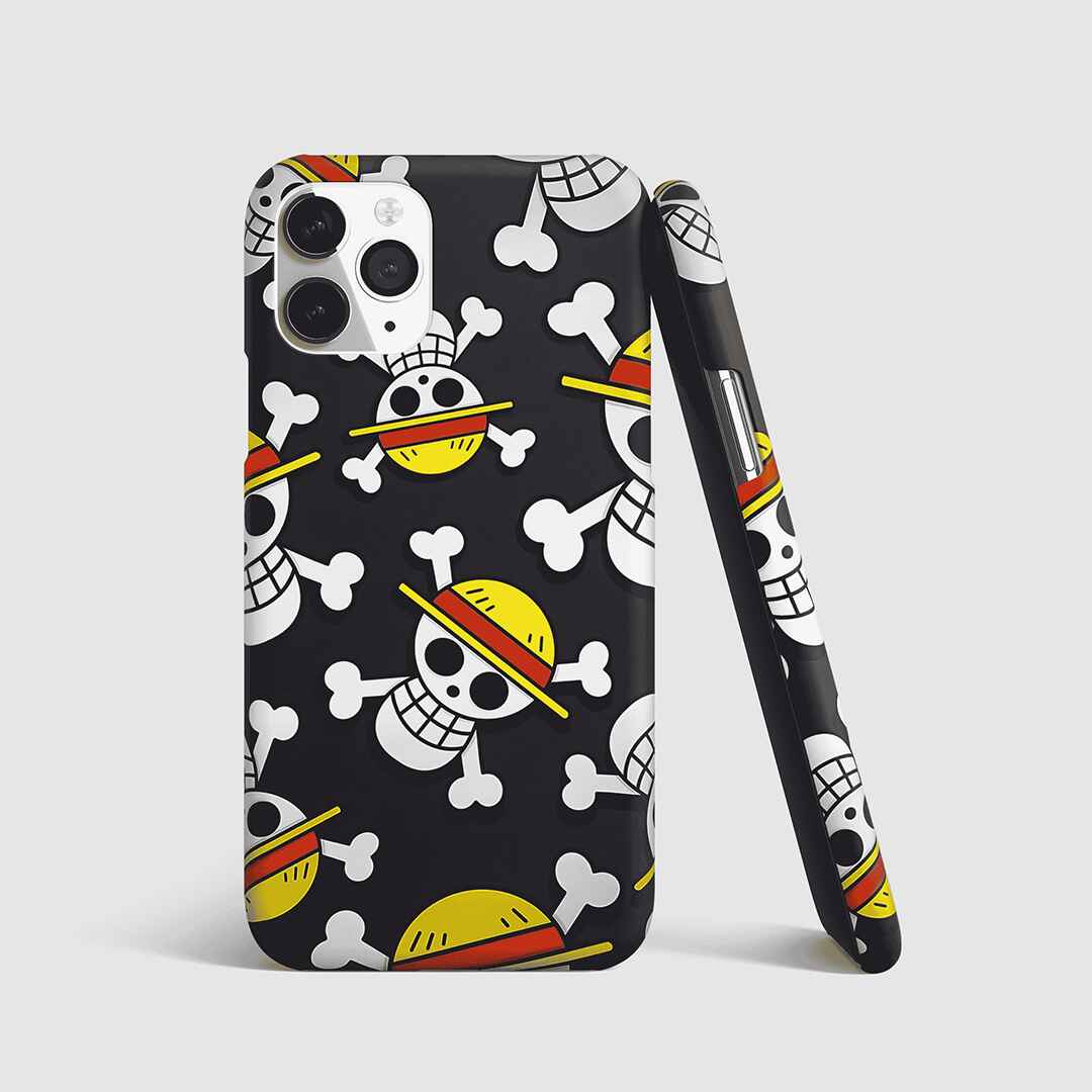 Straw Hat Pirate Logo Phone Cover front view with One Piece emblem.