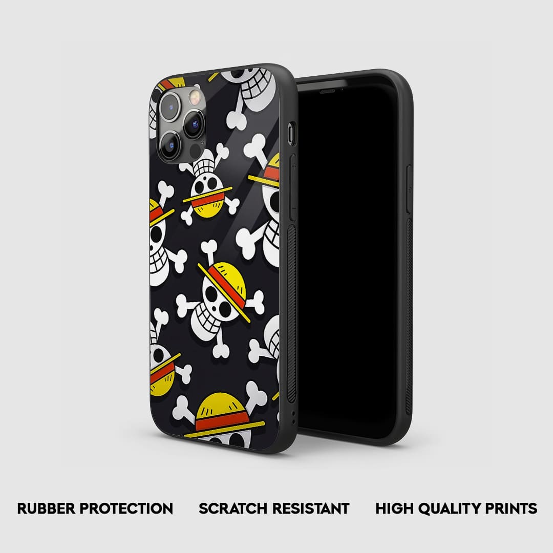 Side view of Straw Hat Pirate Logo Silicone Armored Phone Cover with snug fit.