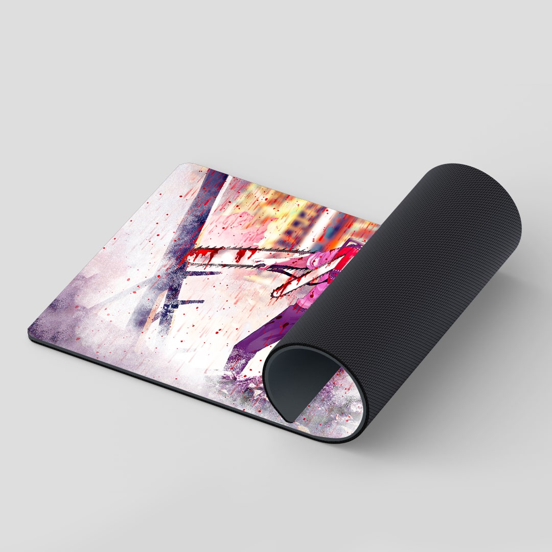 Urban-themed Chainsaw Man desk mat for anime fans