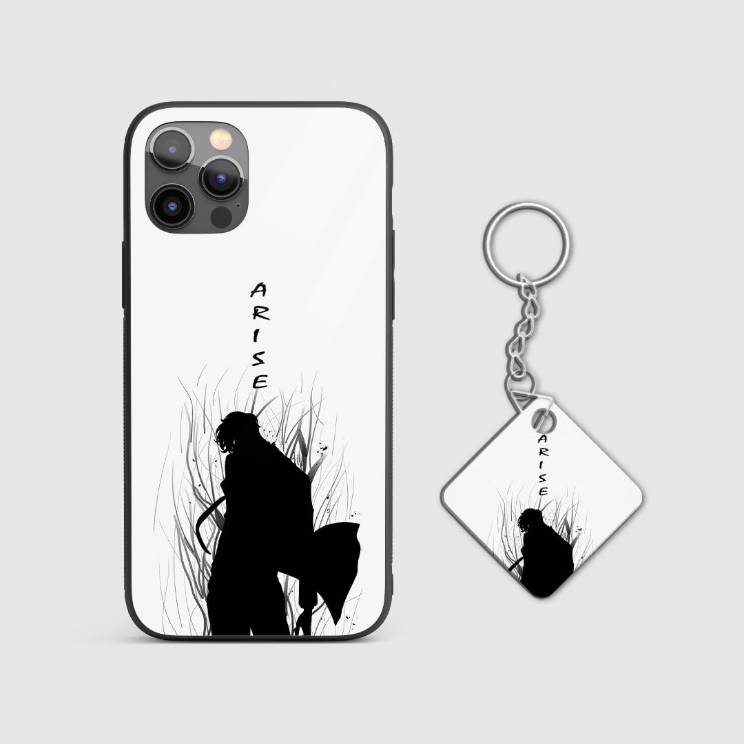 Back view of Jinwoo Arise Case featuring shadow army artwork with Keychain.