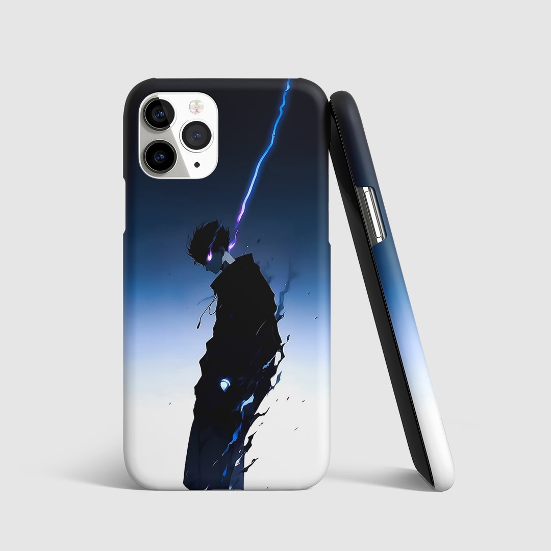 Sung Jinwoo Distorted Phone Cover front view with glitch shadow artwork.
