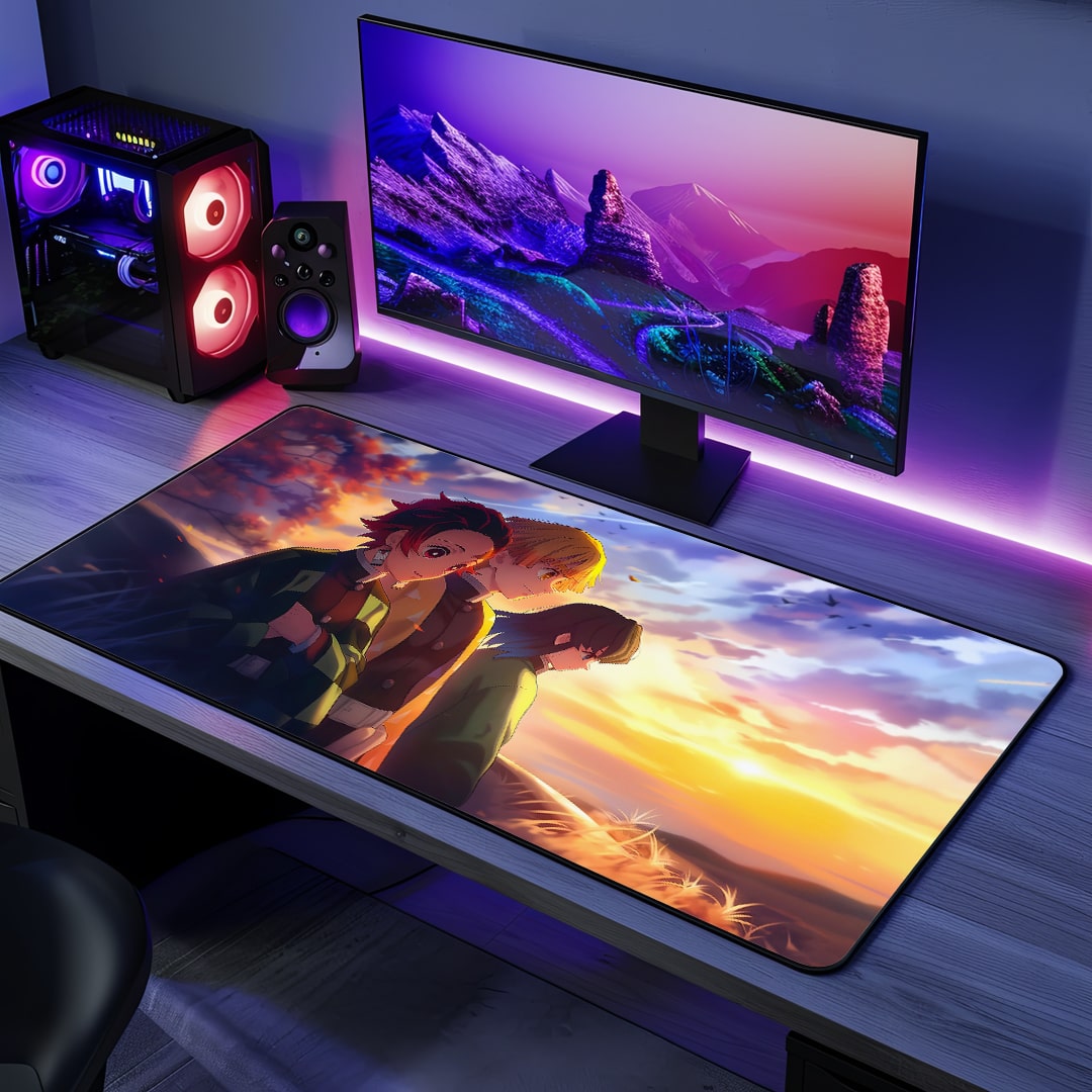 Sunset Trio Desk Mat with stunning anime artwork