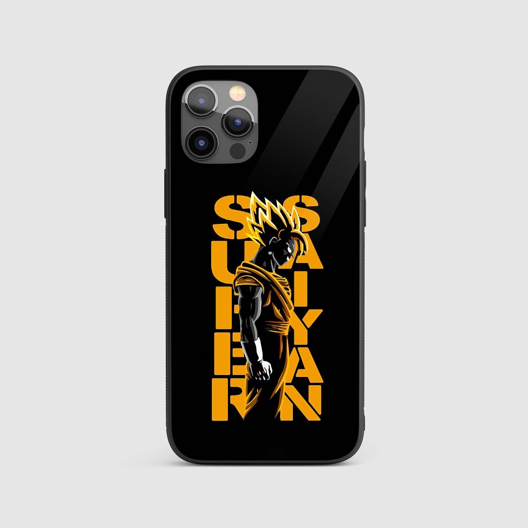Super Saiyan Silicone Armored Phone Case showing a Saiyan warrior in full transformation.
