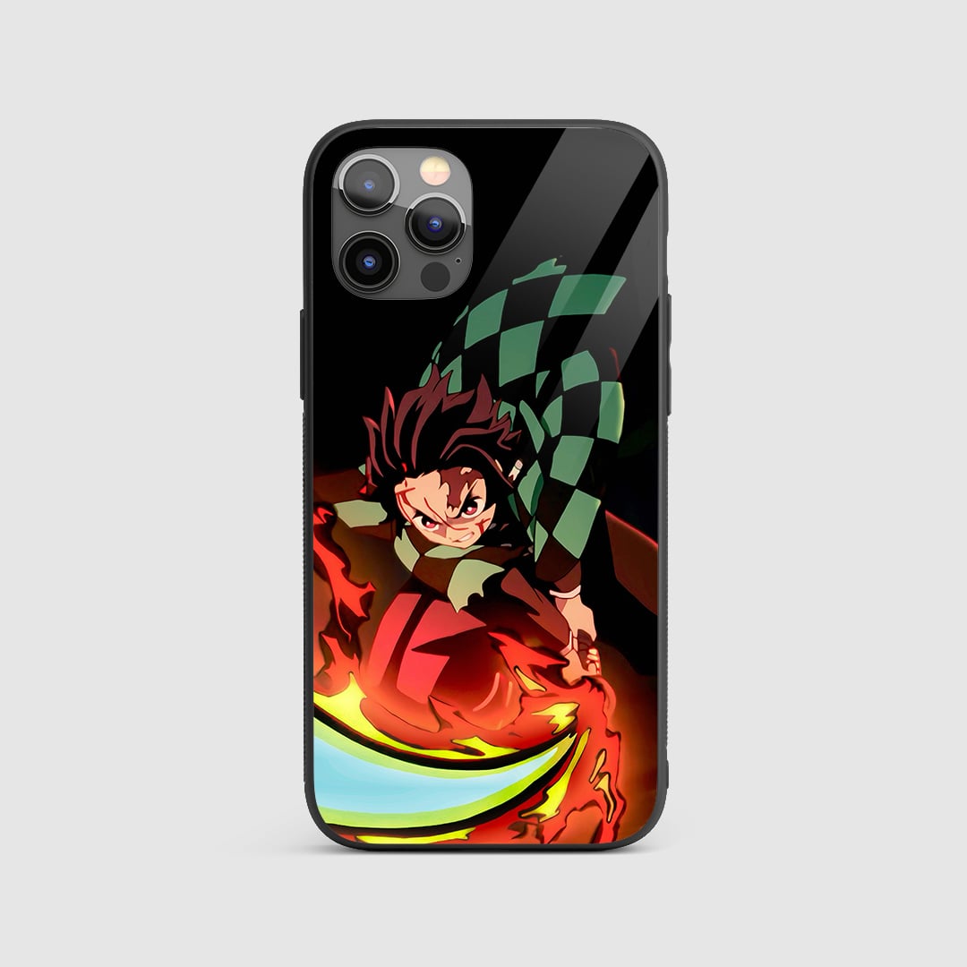 Tanjiro Action Silicone Armored Phone Case featuring dynamic artwork of Tanjiro Kamado.
