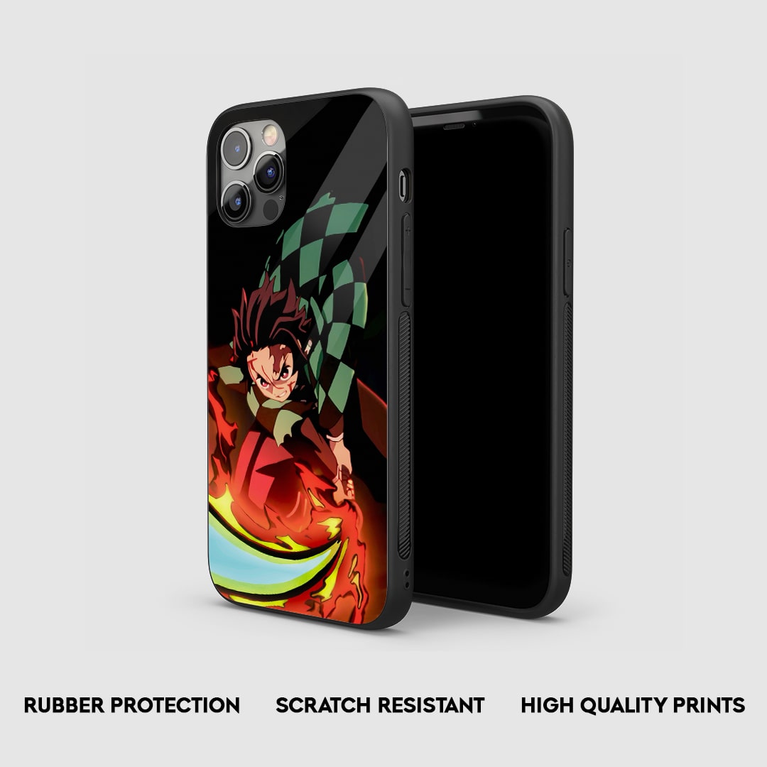 Side view of the Tanjiro Action Armored Phone Case, highlighting its thick, protective silicone material.