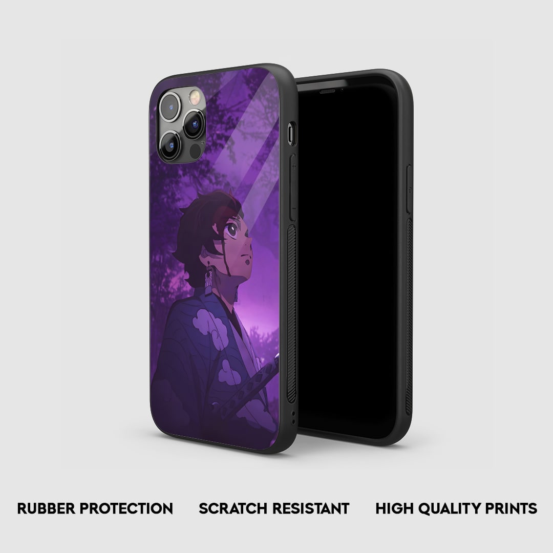 Side view of the Tanjiro Aesthetic Armored Phone Case, highlighting its thick, protective silicone material.