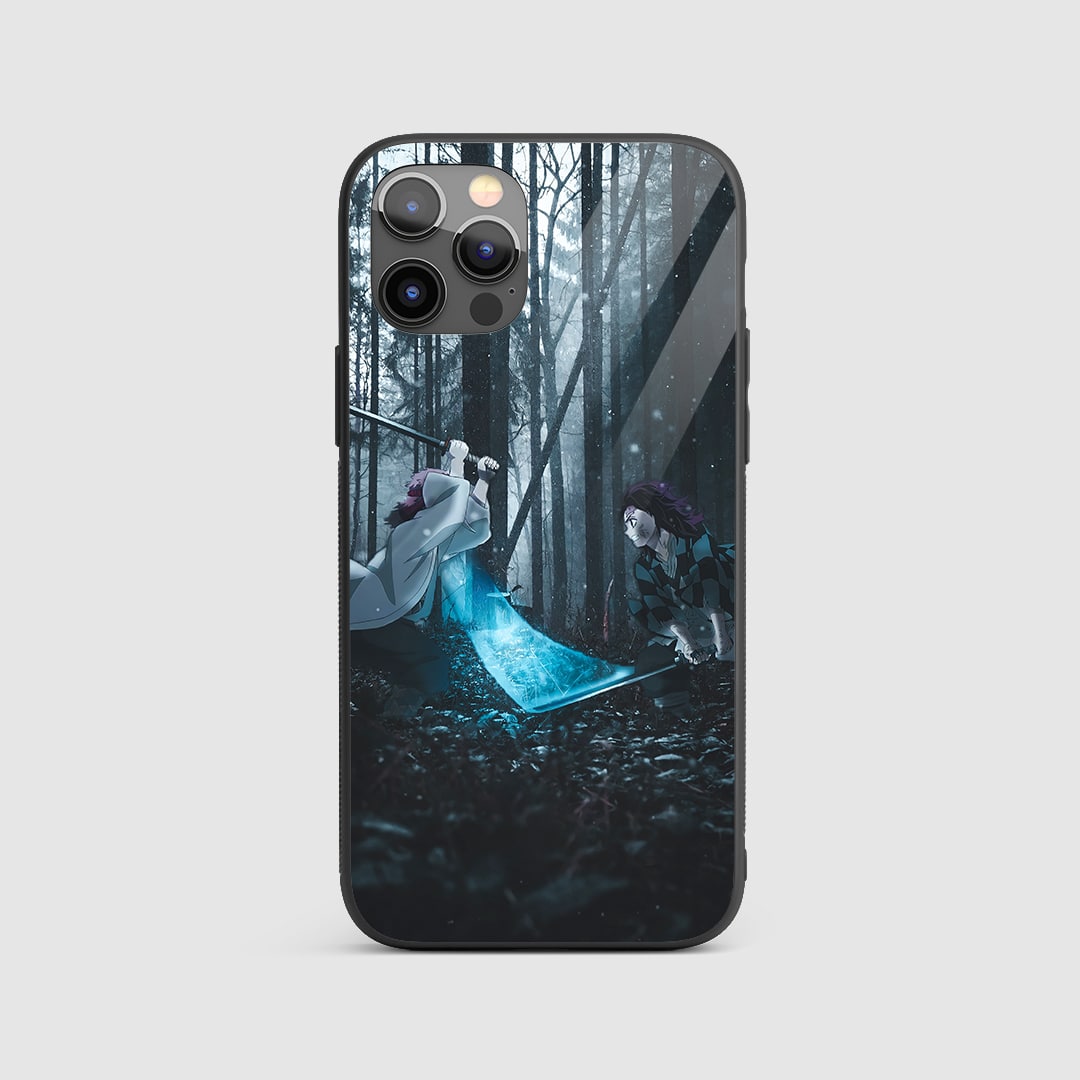 Tanjiro Fighting Silicone Armored Phone Case featuring dynamic artwork of Tanjiro Kamado in combat.