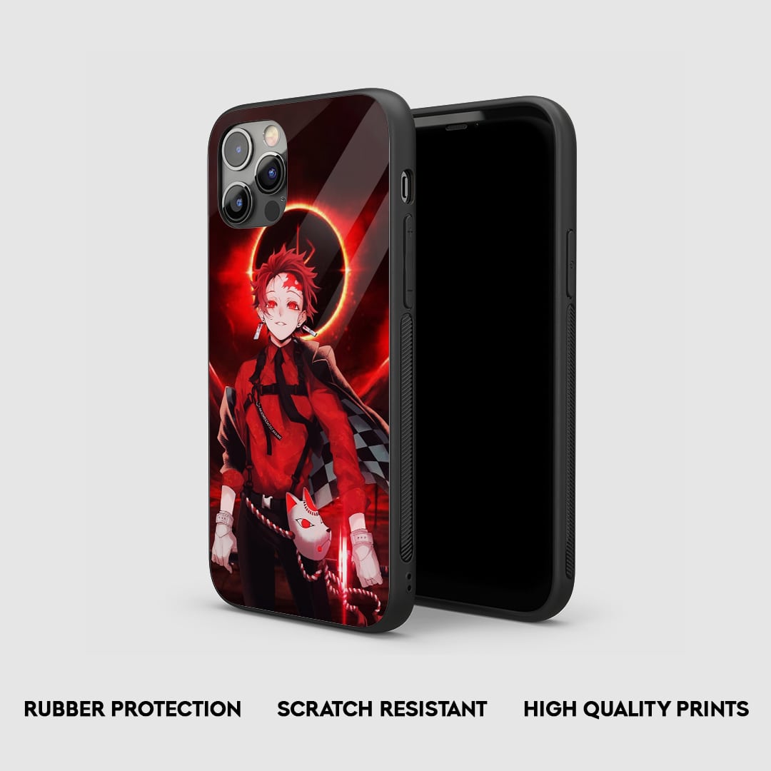 Side view of the Tanjiro Kamado Armored Phone Case, highlighting its thick, protective silicone material.
