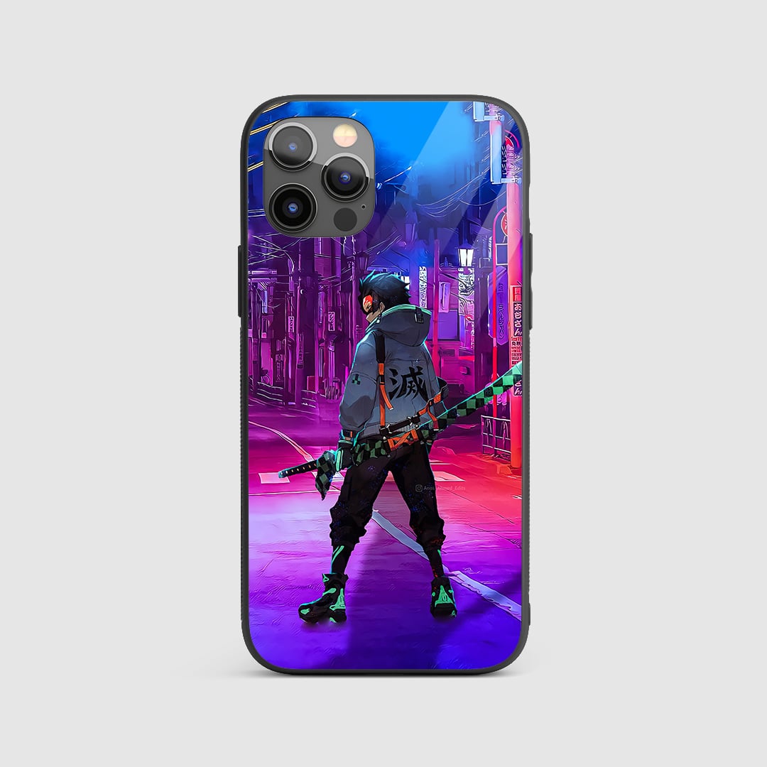 Tanjiro Street Silicone Armored Phone Case featuring detailed artwork of Tanjiro Kamado in streetwear.